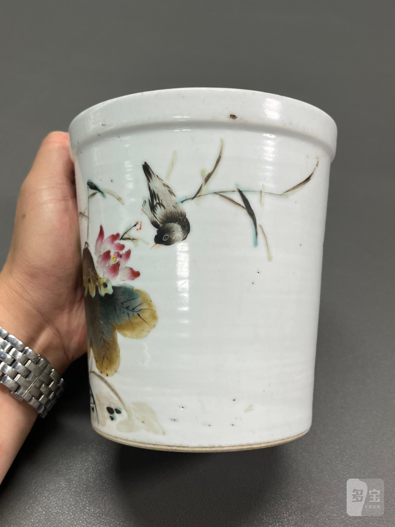 十九世纪  程玉婷作粉彩“一路连科”图花盆 - 图6